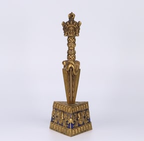 A Tibetan ritual vessel bronze gilt vajra