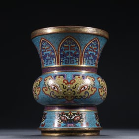 A piece of Qing Qianlong gilt cloisonné cloisonne gluttonous animal face pattern