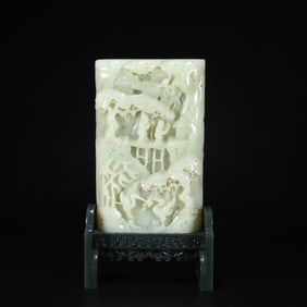A piece of Hetian jade poetry interstitial