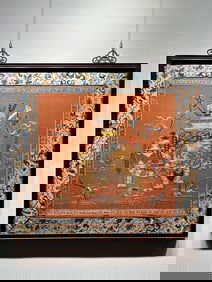 A piece of Qianlong Qing court plate gold embroidery "Taiping Elephant"