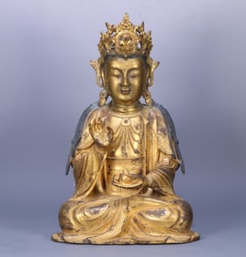A bronze gilt statue of Guanyin from the Ming Dynasty