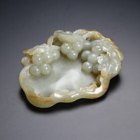 A piece of jade squirrel grape inkstone