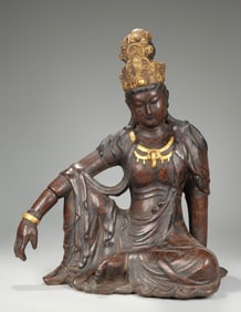 A piece of rhino leather lacquer gold free Guanyin ornament Ming Yongle Nian Shi (