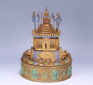 A piece of Qing Dynasty court silver-gilt filigree mandala