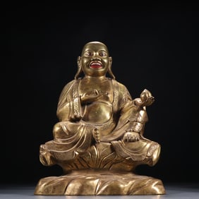 A bronze gilt statue of Maitreya Buddha from the Qing Dynasty