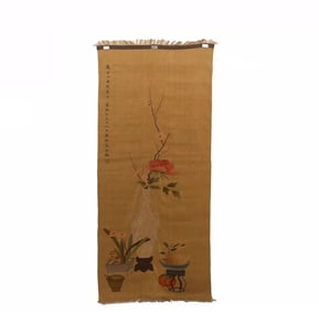 A piece of silk flowers and birds