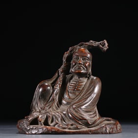 A late Qing Dynasty bamboo carving Arhat ornament