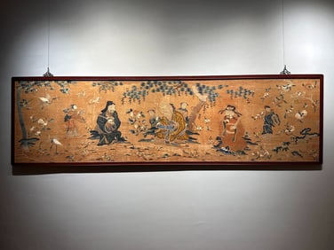 A piece of Suzhou embroidery in the middle of the Qing Dynasty "Fu Lu Shou"