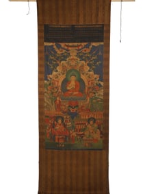 A piece of silk Tibetan Shakyamuni Buddha