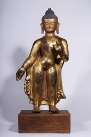 A bronze gilt statue of the Buddha of the Qing Dynasty