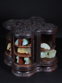 A piece of Qing Hetian jade exquisite treasure cabinet