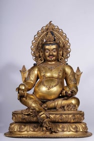 A bronze gilt statue of the God of Wealth in the Qing Dynasty