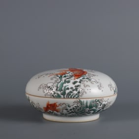 A piece of Qing Yongzheng year made alum red color fish dragon rouge box