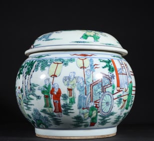 A Ming Dynasty Hongguang Doucai figure jar