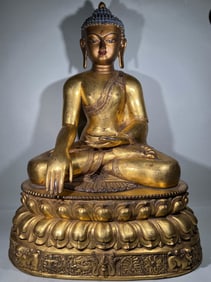 A piece of Ming Dynasty gilt Shakya