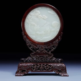 One piece of Hetian jade landscape character interstitial,