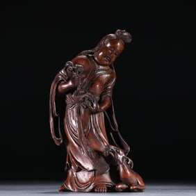 A piece of Zhang Hongyu bamboo carving Guanyin ornaments