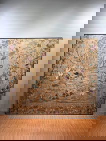 A piece of old Cantonese embroidery "River Pond Fun"