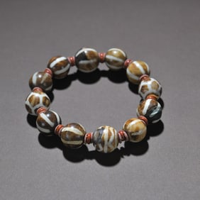 A piece of fossil wood beaded bracelet