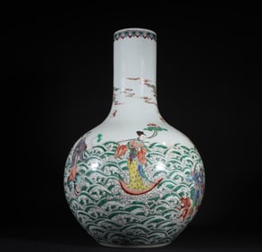 A Qing Dynasty Kangxi Colorful Eight Immortals Heavenly Ball Vase
