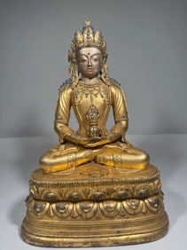 A piece of Qing Dynasty gilt Mongolian Amitayus