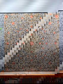 A piece of Qing Dynasty embroidered court entwined lotus