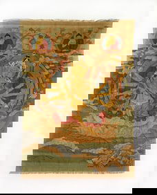 A piece of Qing Dynasty eight-armed Guanyin silk thangka