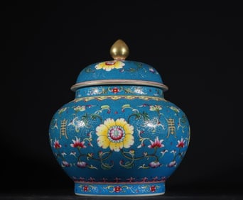 A Qing Dynasty Qianlong enamel jar