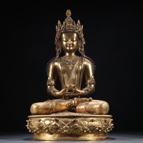 A bronze gilt statue of the Buddha of longevity