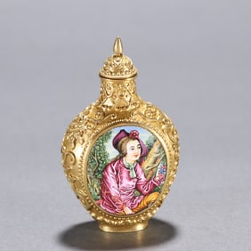 A piece of Qing Guangxu year system (Yushan three-room model) pastel lotus pattern appreciation