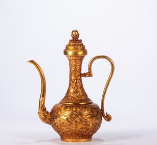 A copper-gilt holding pot