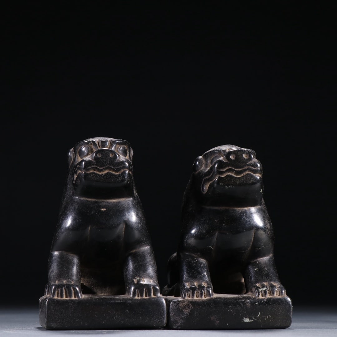A pair of Tang black stone lions (1 of 9)