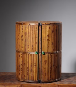 A piece of overseas wooden tire lacquerware inlaid with Xiangfei bamboo jadeite pick Duobao Pavilion