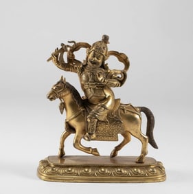 A piece of the Qing Dynasty gilded eight horses God of Wealth,