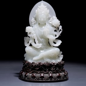 A piece of Hetian jade Buddha statue