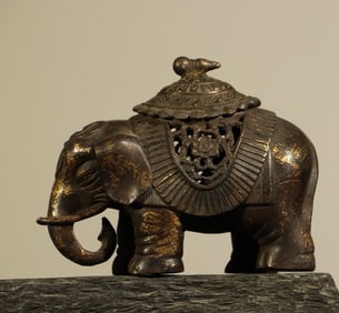 A piece of elegant incense, auspicious elephant, copper smoker