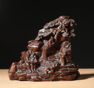 A piece of Qing Huanghuali carved five old view of Taiji Wenfang Shanzi ornaments