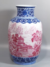 A piece of agate, red pavilions, pavilions, landscape lantern bottles