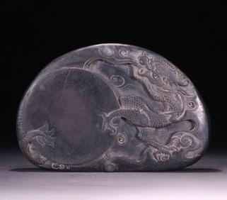 One piece of dragon pattern old inkstone side
