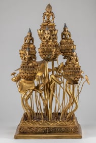 A piece of Qing Dynasty gilded lotus nine-square Buddha,