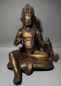 A piece of Ming Dynasty bronze gilt God of Wealth
