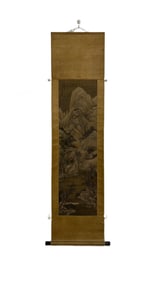 A picture of Wang Hui's snow cover in Dantai on silk is originally mounted