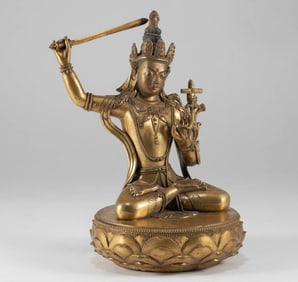 A gilded Mongolian Buddha statue from the Qing Dynasty