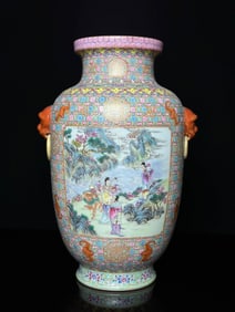 A piece of the Yongzheng year of the Qing Dynasty Doujing Fushou painted gold pattern Magu Xianshou