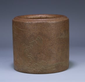 An old collection of Yang Ji's first purple sand landscape pen holder