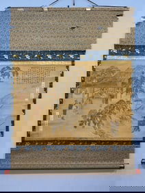 A piece of Wen Zhengming on silk (three visits to the thatched house)