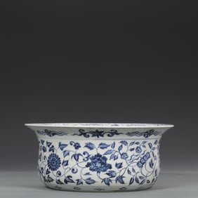 A piece of Ming Yongle blue and white eight treasures entwined branches and floral patterns folded