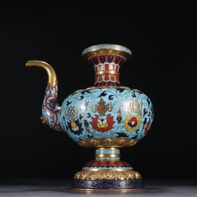 A piece of Ming Dynasty copper cloisonné enamel lotus lotus eight treasure pattern Benba pot