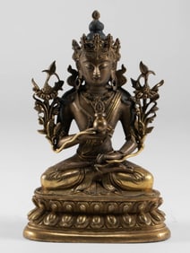 A piece of Qing Dynasty gilt Jing made Amitayus