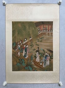 A picture of a lady on cold silk